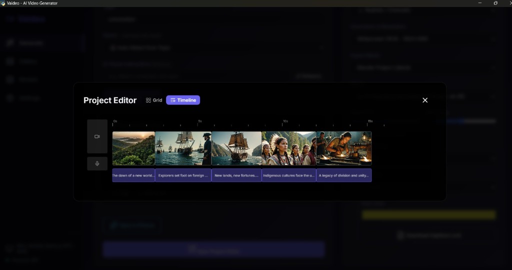 Vaideo AI Timeline Editor